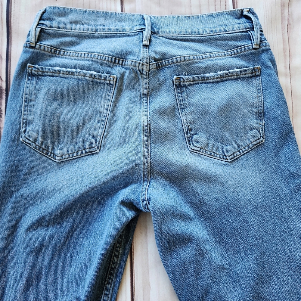 Frame "Le Sylvie Slender Straight" High Rise Distressed Jean | Women's Size 32 - Picture 7 of 12